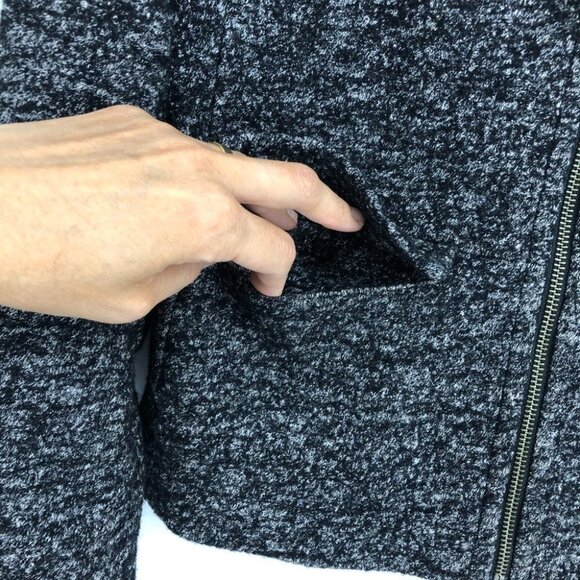 Ann Taylor LOFT Charcoal Marled Full Zip Long Sleeve Wool Blend Cropped Jacket S - Picture 4 of 15
